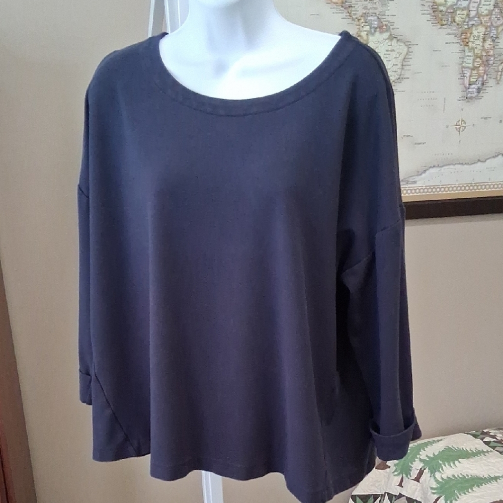 J. Jill Blue Relaxed 3/4 Sleeve Blouse